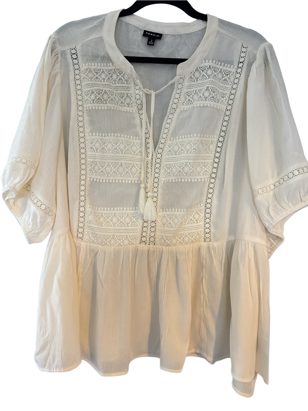 Torrid Crinkle Gauze Boho Top Tunic Top sz 2